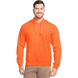 Fruit of the Loom Men’s Eversoft Fleece Pullover Hooded Sweatshirt, Moisture Wicking & Breathable(Safety Orange Pullover)