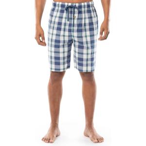 Fruit of the Loom Men’s Extra Soft Woven Poplin Sleep Shorts(Blue Plaid)