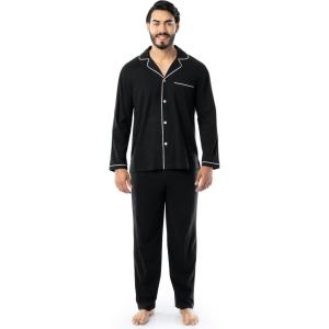 Fruit of the Loom Men’s Jersey Knit Pajama Sleep Set(Black)