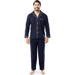 Fruit of the Loom Men’s Jersey Knit Pajama Sleep Set(Navy)