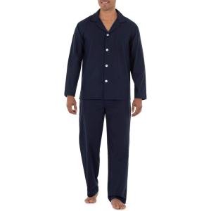 Fruit of the Loom Men’s Long Sleeve Broadcloth Pajama Set(Navy)