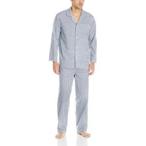 Fruit of the Loom Men’s Long Sleeve Broadcloth Pajama Set(Navy Check)