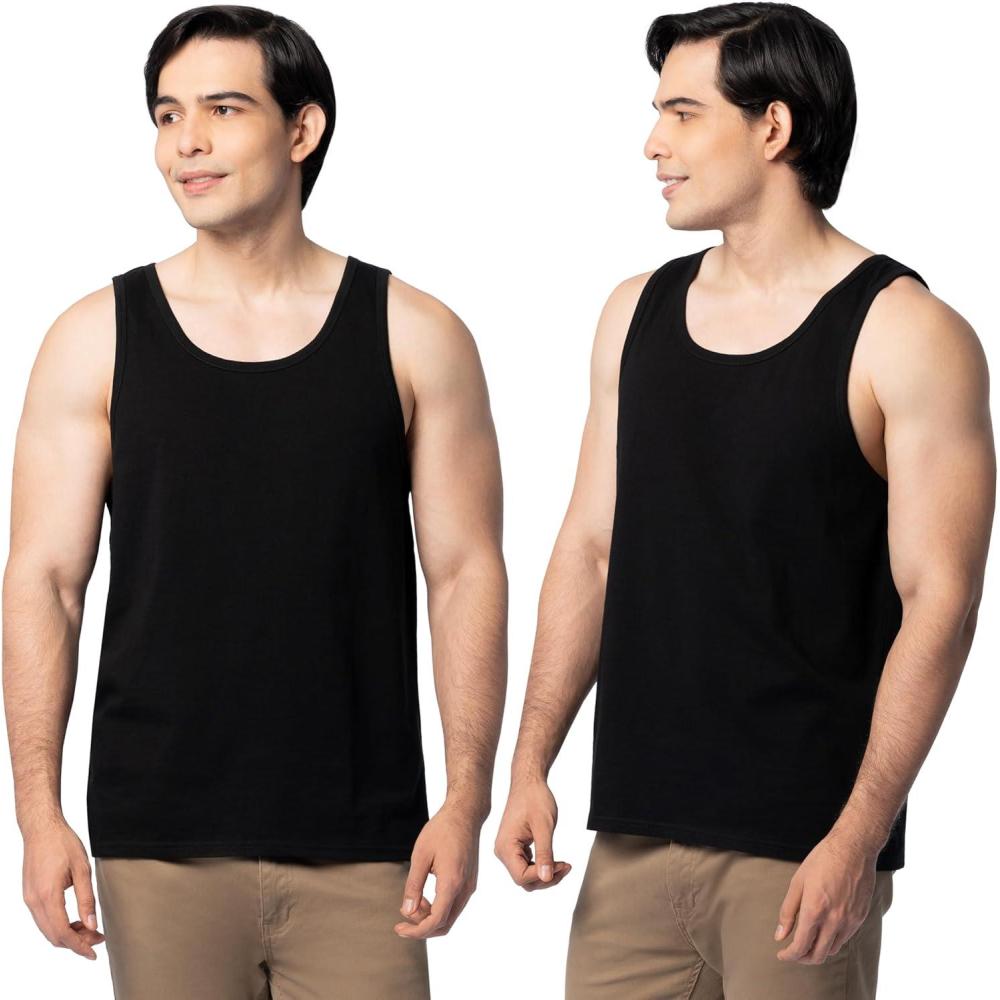 image:imageFruit of The Loom Mens Eversoft Cotton Sleeveless T Shirts Breathable amp Moisture Wicking with Odor Control Sizes S4XBlack Ink