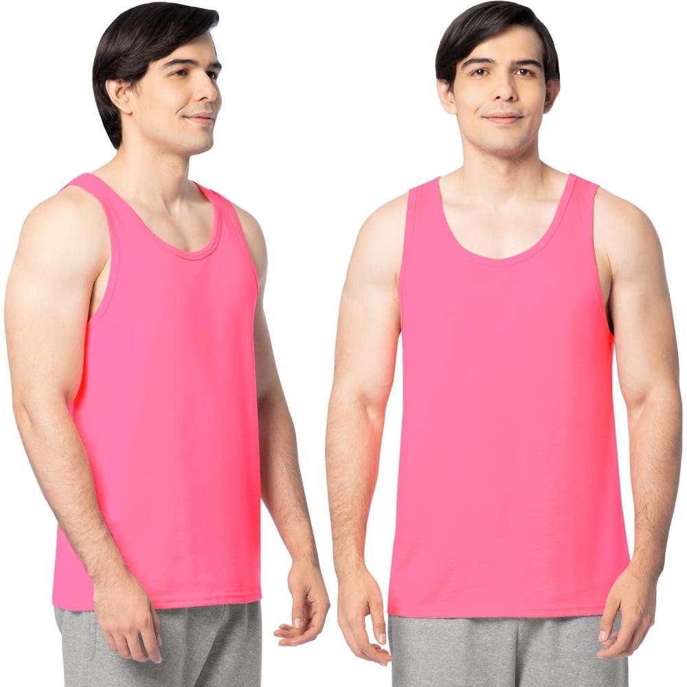 image:imageFruit of The Loom Mens Eversoft Cotton Sleeveless T Shirts Breathable amp Moisture Wicking with Odor Control Sizes S4XNeon Pink