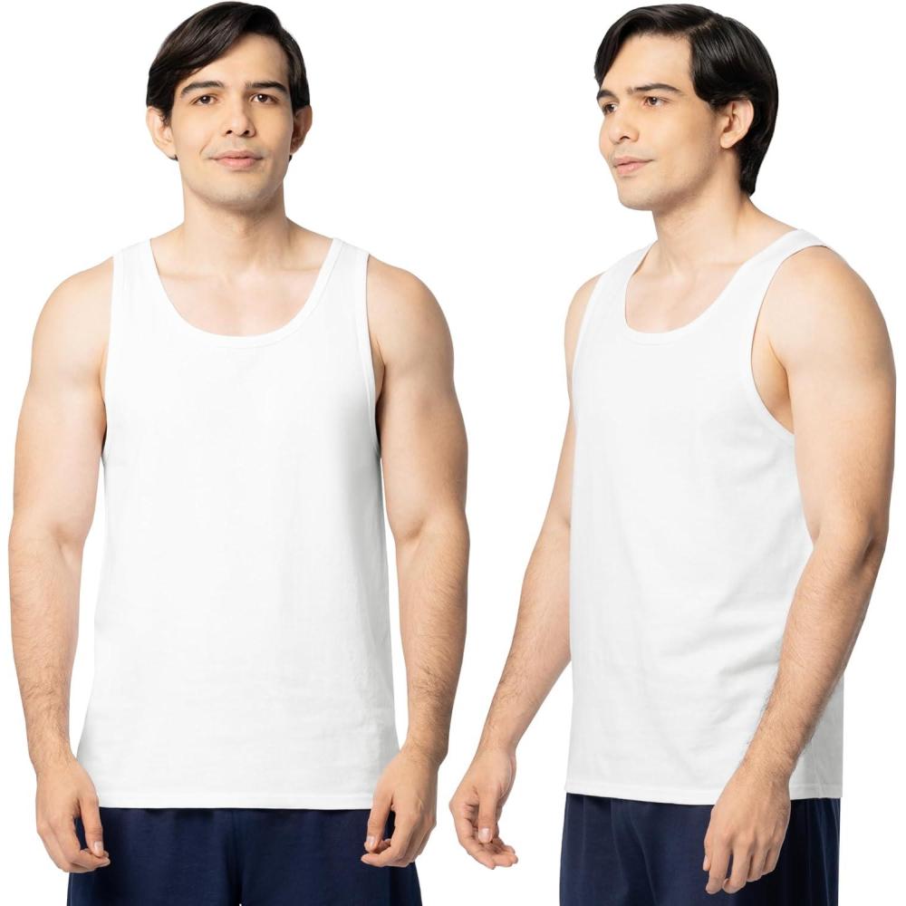 image:imageFruit of The Loom Mens Eversoft Cotton Sleeveless T Shirts Breathable amp Moisture Wicking with Odor Control Sizes S4XWhite Ice