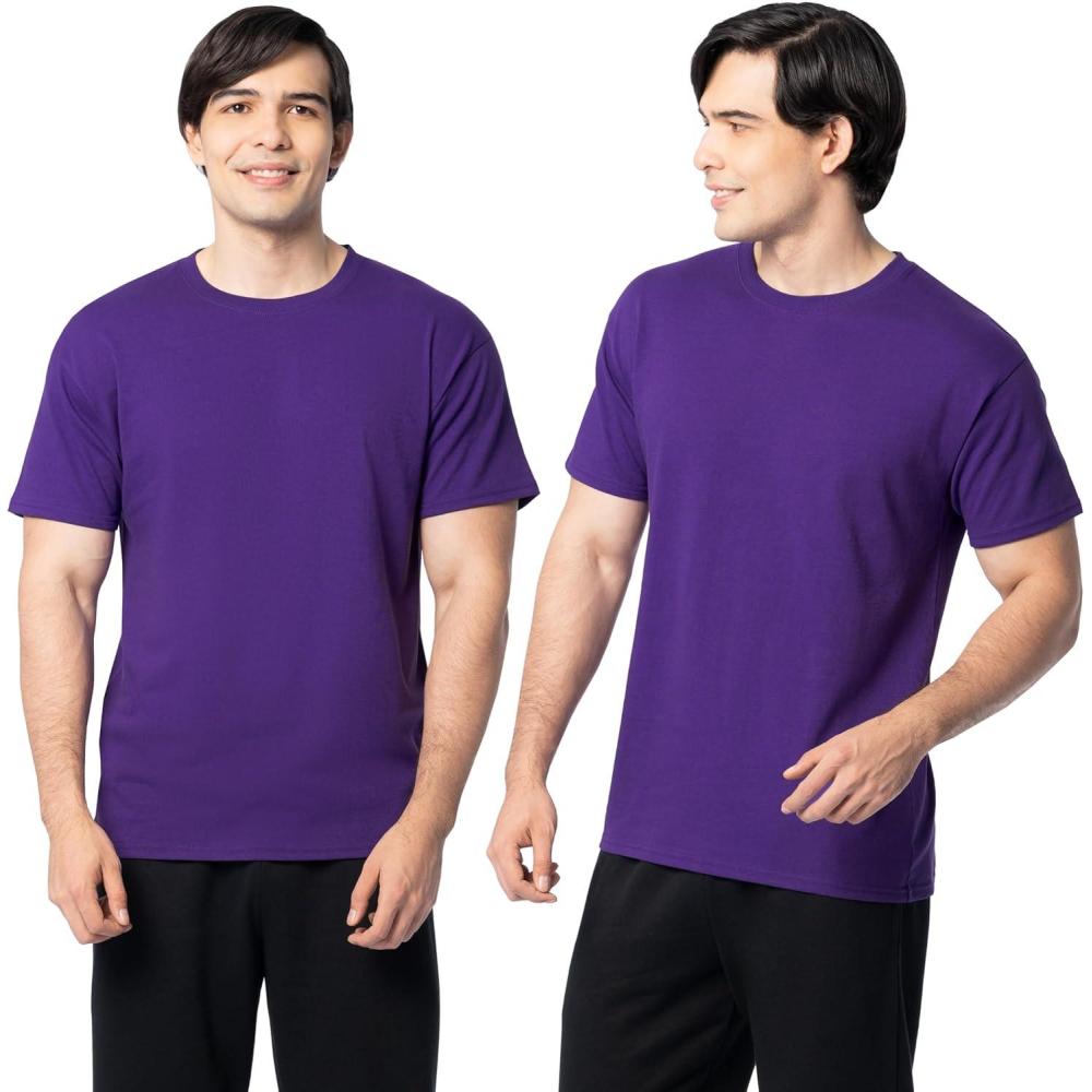 image:imageFruit of The Loom Mens Eversoft Cotton T Shirts Breathable amp Moisture Wicking with Odor Control Sizes S4x2 Pack Purple