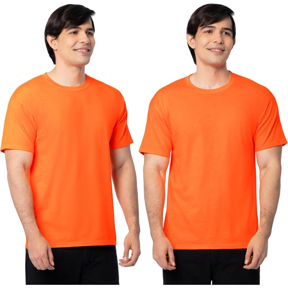 image:imageFruit of The Loom Mens Eversoft Cotton T Shirts Breathable amp Moisture Wicking with Odor Control Sizes S4x2 Pack Safety Orange