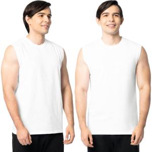 Fruit of The Loom Men’s Eversoft Cotton Sleeveless T Shirts, Breathable & Moisture Wicking with Odor Control, Sizes S-4X(White)