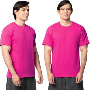 Fruit of The Loom Men’s Eversoft Cotton T Shirts, Breathable & Moisture Wicking with Odor Control, Sizes S-4x(2 Pack Cyber Pink)