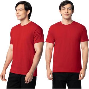 Fruit of The Loom Men’s Eversoft Cotton T Shirts, Breathable & Moisture Wicking with Odor Control, Sizes S-4x(2 Pack True Red)