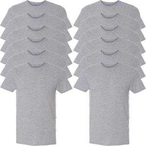 Fruit of The Loom Men’s Eversoft Cotton T Shirts, Breathable & Moisture Wicking with Odor Control, Sizes S-4x(Crew – 12 Pack – Grey Heather)