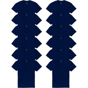 Fruit of The Loom Men’s Eversoft Cotton T Shirts, Breathable & Moisture Wicking with Odor Control, Sizes S-4x(Crew – 12 Pack – Navy)