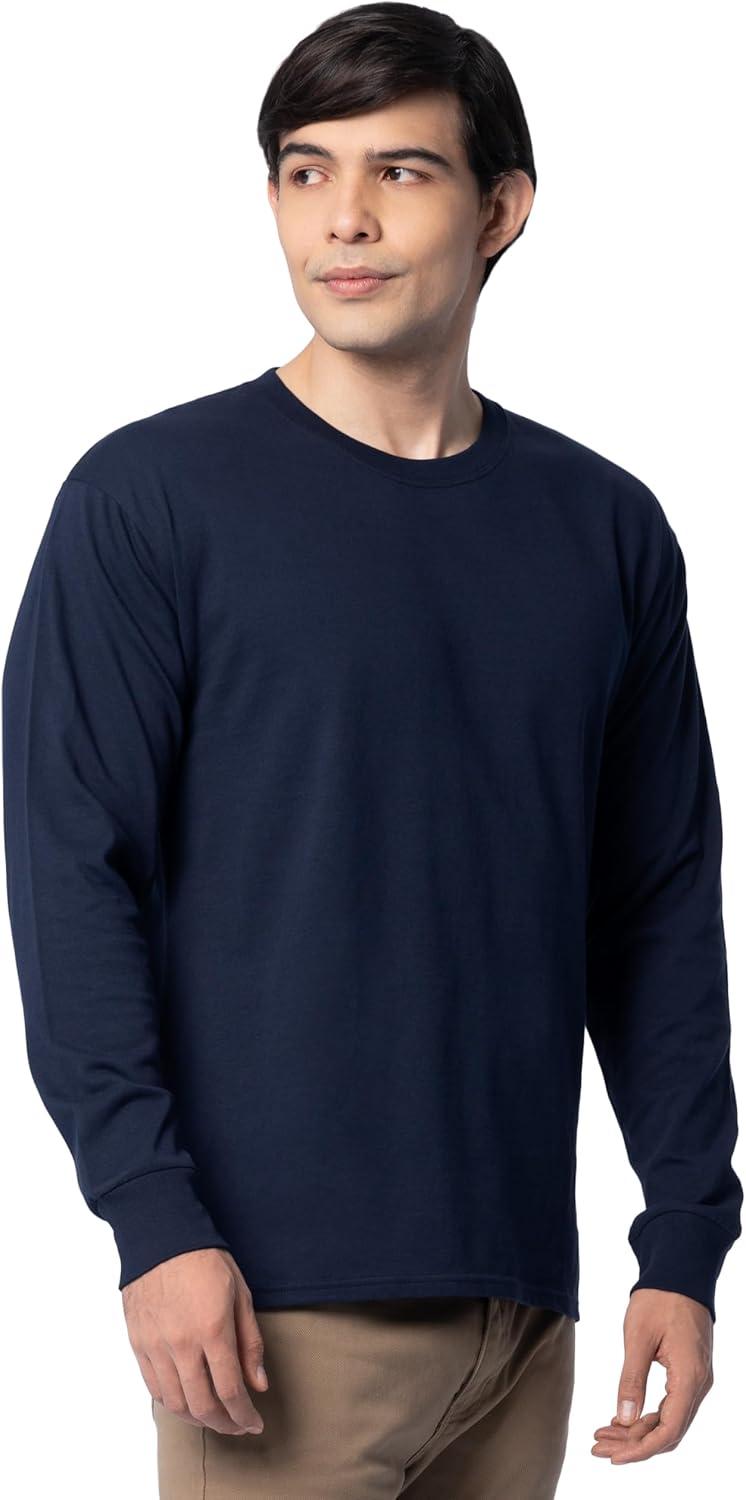 image:imageFruit of The Loom Mens Eversoft Cotton Long Sleeve T Shirts Breathable amp Moisture Wicking with Odor ControlLong Sleeve Navy