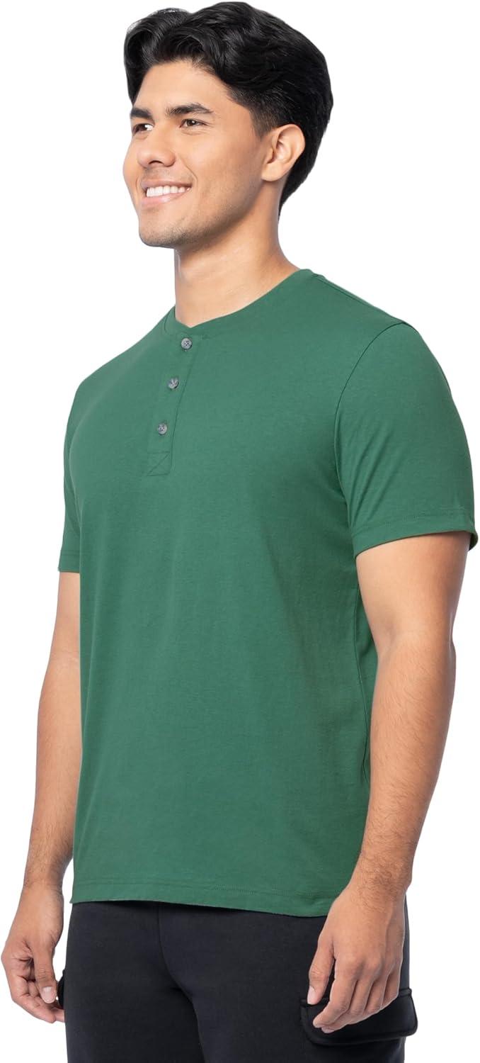 image:imageFruit of The Loom Mens Short Sleeve Henley TShirtAntique Green