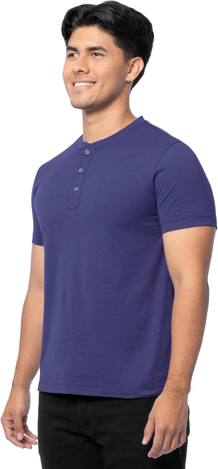 image:imageFruit of The Loom Mens Short Sleeve Henley TShirtDeep Cobalt