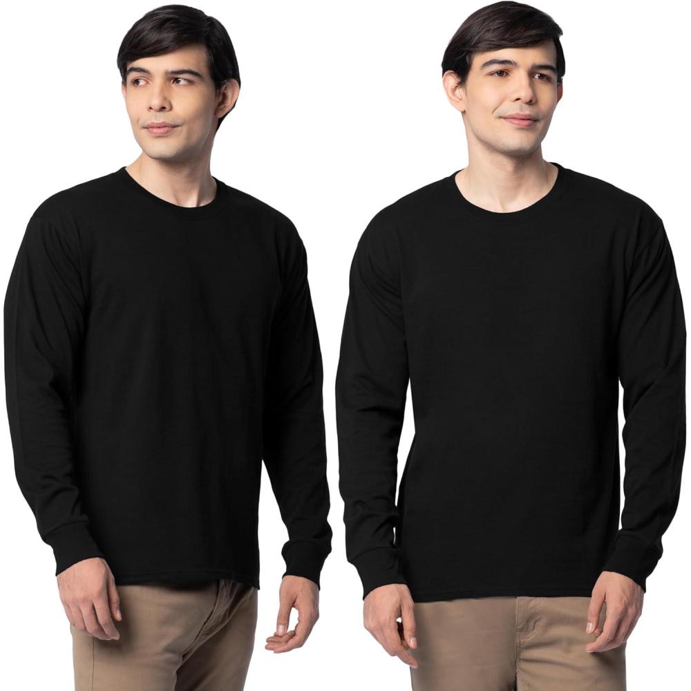 image:imageFruit of The Loom Mens Eversoft Cotton Long Sleeve T Shirts Breathable amp Moisture Wicking with Odor ControlLong Sleeve Black Ink