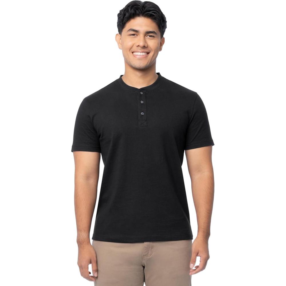 image:imageFruit of The Loom Mens Short Sleeve Henley TShirtBlack