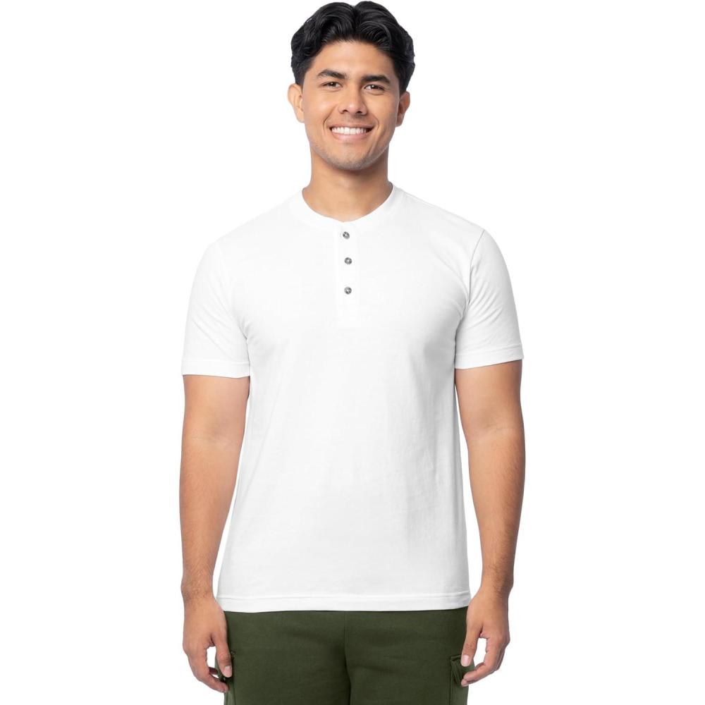 image:imageFruit of The Loom Mens Short Sleeve Henley TShirtWhite