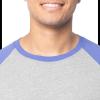 Fruit of The Loom Men’s Raglan 3/4 Sleeve Colorblock T-Shirt(Light Grey Heather/Baja Blue)