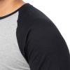 Fruit of The Loom Men’s Raglan 3/4 Sleeve Colorblock T-Shirt(Light Grey Heather/Black)