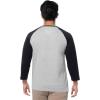Fruit of The Loom Men’s Raglan 3/4 Sleeve Colorblock T-Shirt(Light Grey Heather/Black)