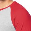 Fruit of The Loom Men’s Raglan 3/4 Sleeve Colorblock T-Shirt(Light Grey Heather/Red)