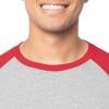 Fruit of The Loom Men’s Raglan 3/4 Sleeve Colorblock T-Shirt(Light Grey Heather/Red)