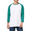 Fruit of The Loom Men’s Raglan 3/4 Sleeve Colorblock T-Shirt(White/Green)