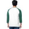 Fruit of The Loom Men’s Raglan 3/4 Sleeve Colorblock T-Shirt(White/Green)