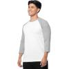 Fruit of The Loom Men’s Raglan 3/4 Sleeve Colorblock T-Shirt(White/Light Grey Heather)