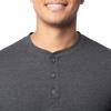 Fruit of The Loom Men’s Short Sleeve Henley T-Shirt(Black Heather)
