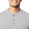 Fruit of The Loom Men’s Short Sleeve Henley T-Shirt(Light Grey Heather)