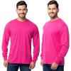 Fruit of The Loom Men’s Eversoft Cotton Long Sleeve T Shirts, Breathable & Moisture Wicking with Odor Control(Long Sleeve – Cyber Pink)