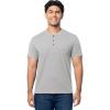 Fruit of The Loom Men’s Short Sleeve Henley T-Shirt(Light Grey Heather)