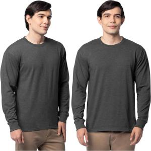 Fruit of The Loom Men’s Eversoft Cotton Long Sleeve T Shirts, Breathable & Moisture Wicking with Odor Control(Long Sleeve – Black Heather)