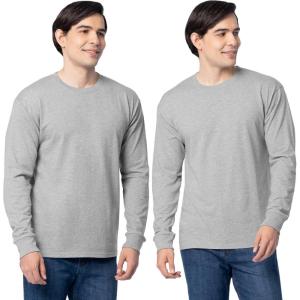 Fruit of The Loom Men’s Eversoft Cotton Long Sleeve T Shirts, Breathable & Moisture Wicking with Odor Control(Long Sleeve – Grey Heather)