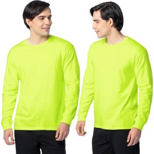 Fruit of The Loom Men’s Eversoft Cotton Long Sleeve T Shirts, Breathable & Moisture Wicking with Odor Control(Long Sleeve – Safety Green)