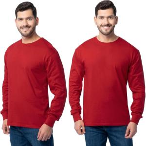 Fruit of The Loom Men’s Eversoft Cotton Long Sleeve T Shirts, Breathable & Moisture Wicking with Odor Control(Long Sleeve – True Red)