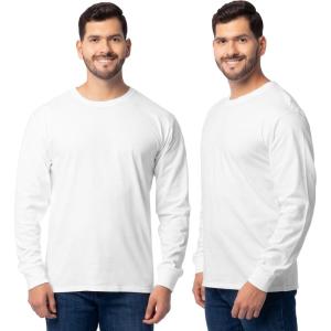 Fruit of The Loom Men’s Eversoft Cotton Long Sleeve T Shirts, Breathable & Moisture Wicking with Odor Control(Long Sleeve – White Ice)