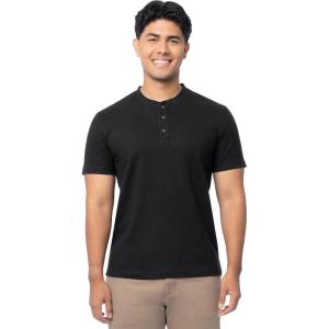 Fruit of The Loom Men’s Short Sleeve Henley T-Shirt(Black)