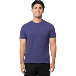 Fruit of The Loom Men’s Short Sleeve Henley T-Shirt(Deep Cobalt)