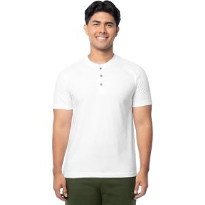 Fruit of The Loom Men’s Short Sleeve Henley T-Shirt(White)