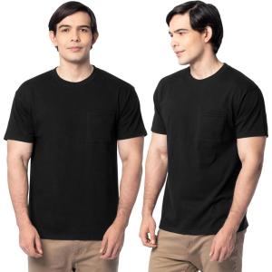 Fruit of the Loom Men’s Eversoft Cotton Short Sleeve Pocket T-Shirts, Breathable & Tag Free, 2-Pack(2 Pack – Black)