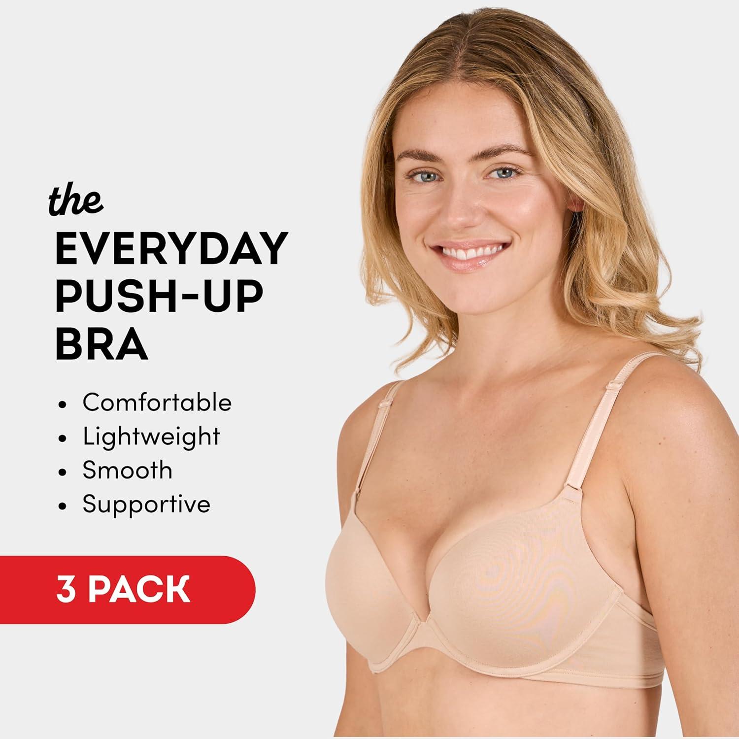 image:imageFruit of the Loom Womens Everyday Cotton Pushup BraBlackSandWhite
