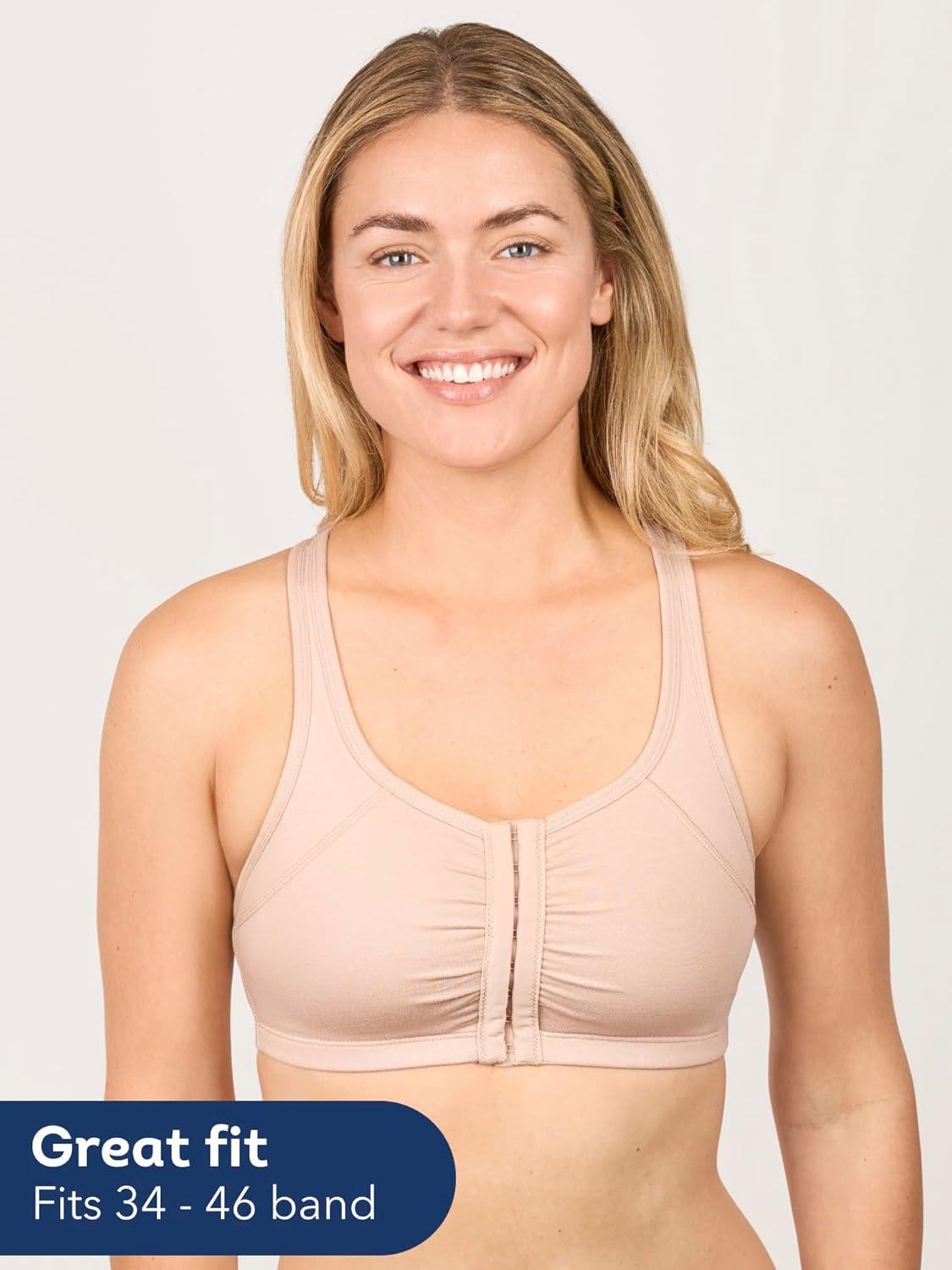 image:imageFruit of the Loom Womens Front Close Builtup Sports BraSandWhiteBlack