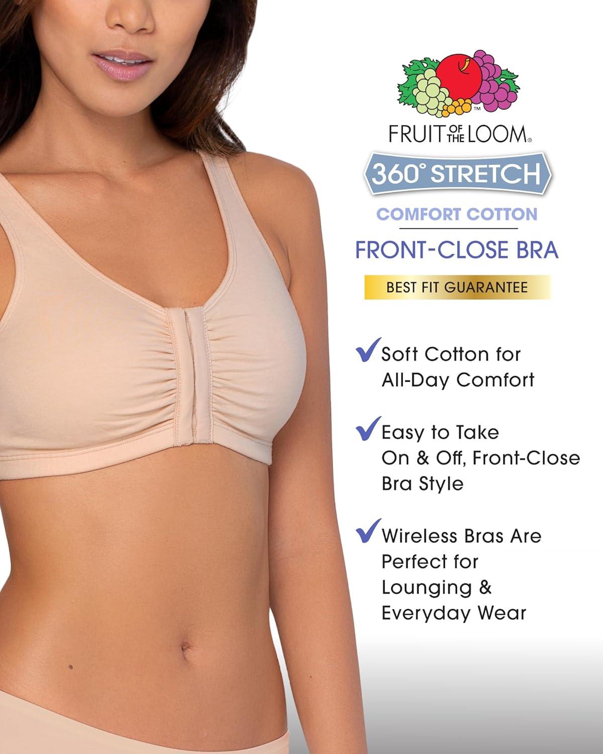 image:imageFruit of the Loom Womens MultiPack Front Close Sports BraBlack
