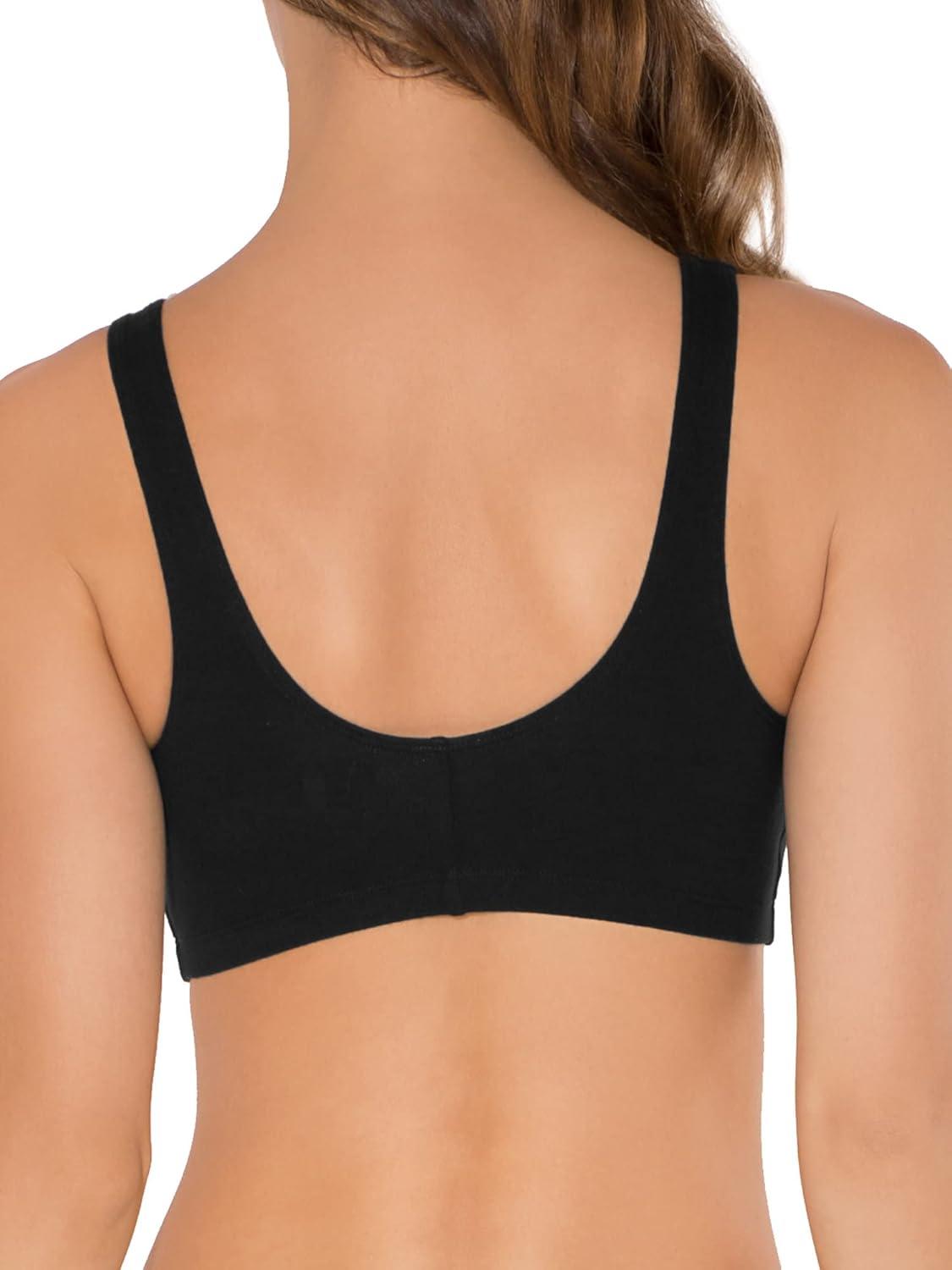 image:imageFruit of the Loom Womens MultiPack Front Close Sports BraBlackWhiteHeather Grey 3pack