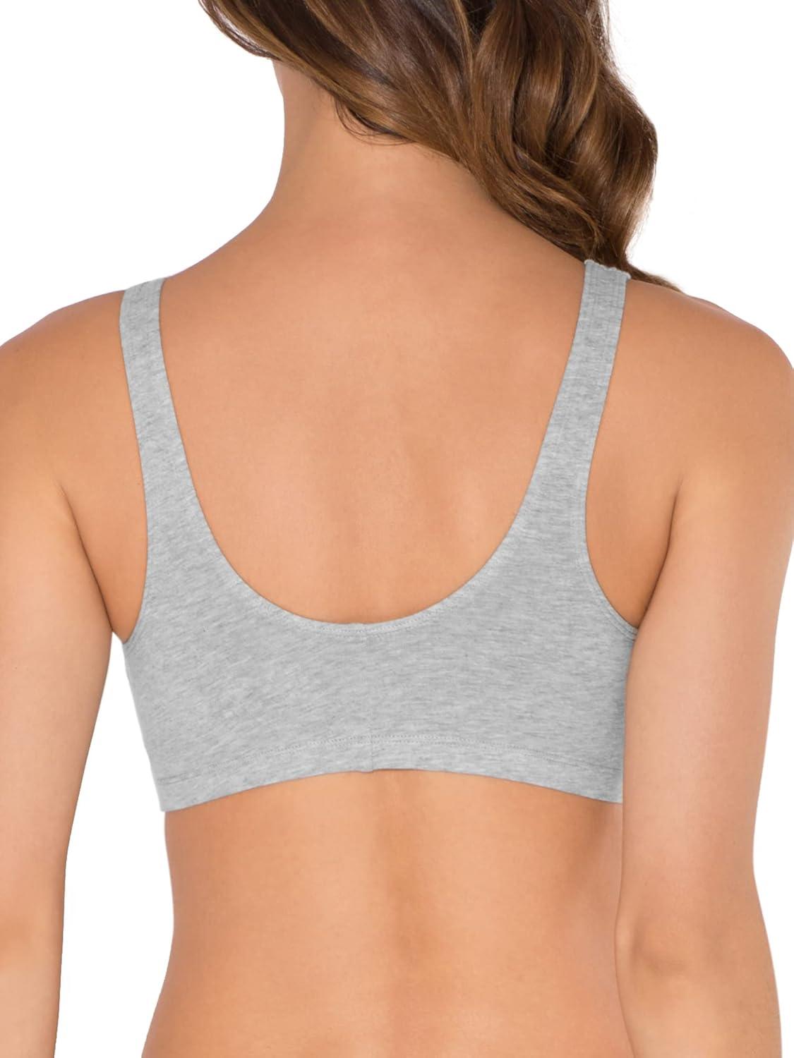 image:imageFruit of the Loom Womens MultiPack Front Close Sports BraBlue Gem HeatherWhiteGrey 3pack