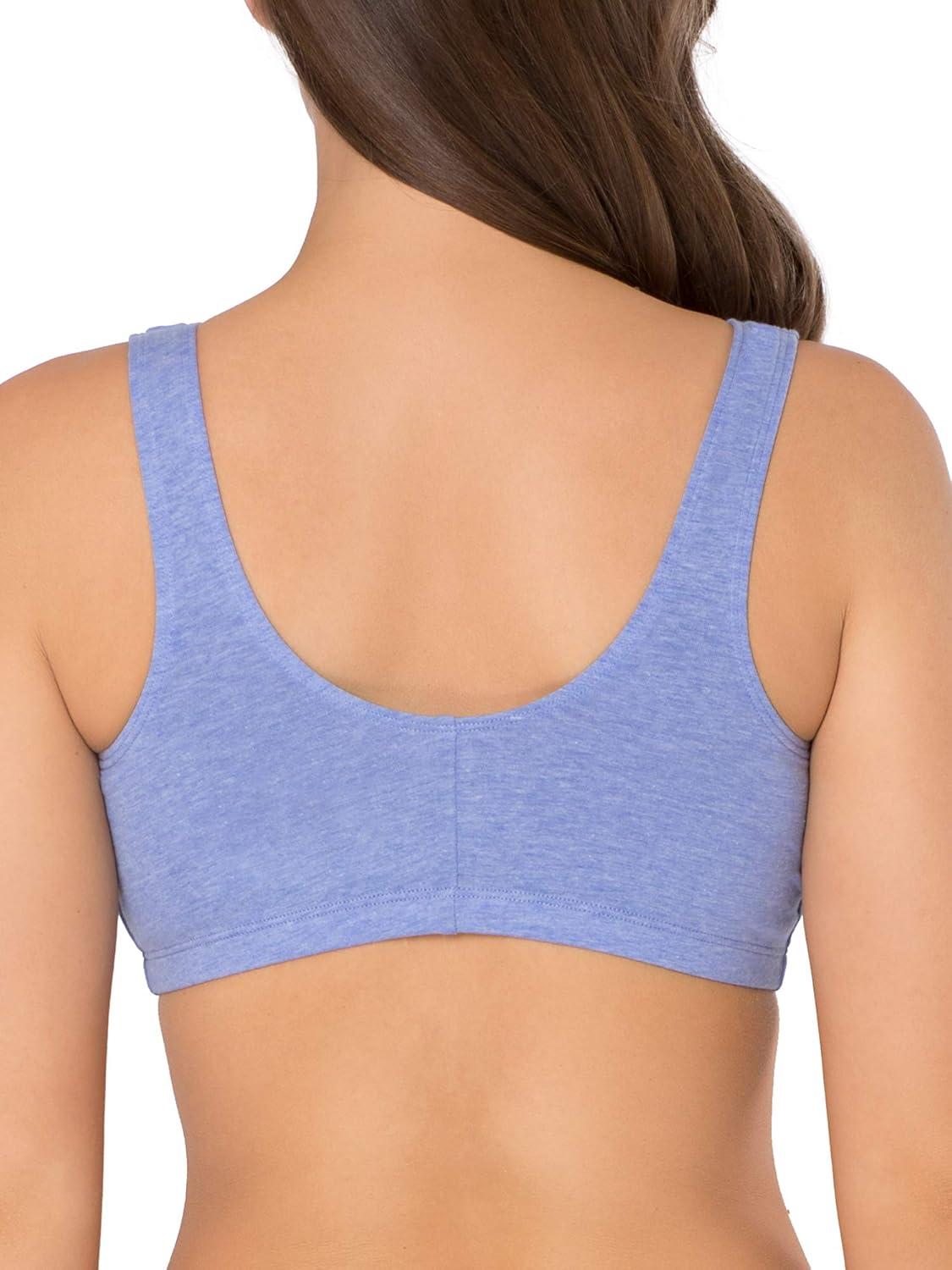 image:imageFruit of the Loom Womens MultiPack Front Close Sports BraBlue Gem HeatherWhiteGrey 3pack