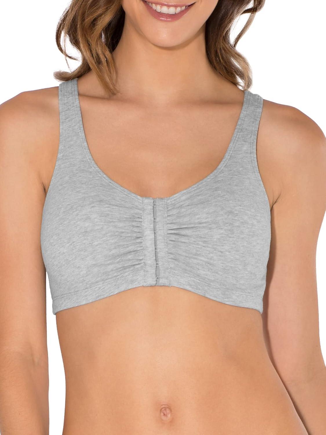 image:imageFruit of the Loom Womens MultiPack Front Close Sports BraBlue Gem HeatherWhiteGrey 3pack